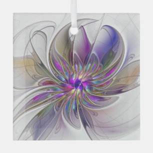 Ornement En Verre Fleur d'art fractal abstrait énergique et coloré