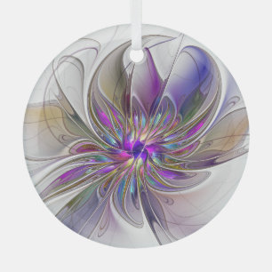 Ornement En Verre Fleur d'art fractal abstrait énergique et coloré