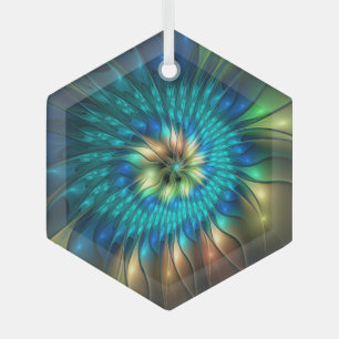 Ornement En Verre Fleur de fantaisie lumineuse, fractale abstraite c