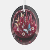 Ornement En Verre Fleur de jardin Crystal Ruby Papillons (Avant gauche)