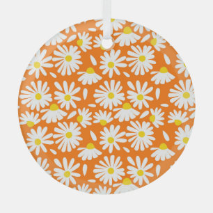 Ornement En Verre Fleur marguerite rétro : orange vintage.