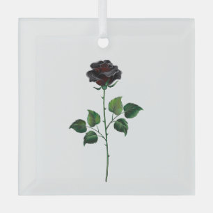 Ornement En Verre Fleur rose noire