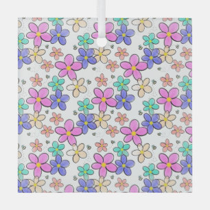 Ornement En Verre fleurs arc-en-ciel colorées lumineuses abeilles bo