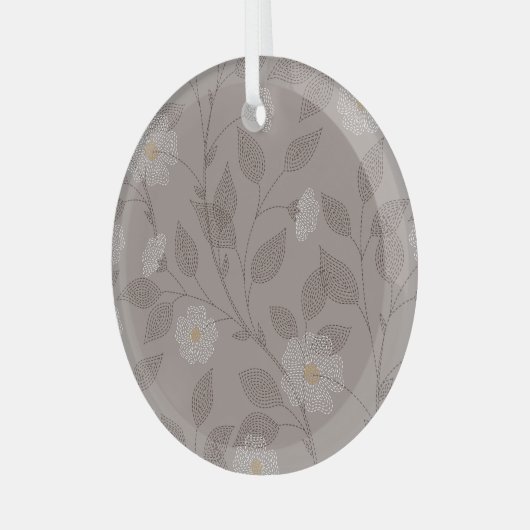 Ornement En Verre Fleurs brodées et feuilles, design sans soudure. (Avant gauche)