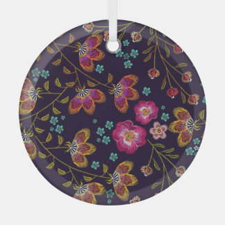 Ornement En Verre Fleurs brodées : mode sans couture motif