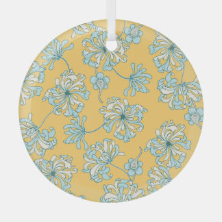 Ornement En Verre Fleurs Chrysanthèmes vintages, Motif Oriental.