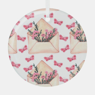 Ornement En Verre Fleurs d'aquarelle dans les enveloppes : motif tra