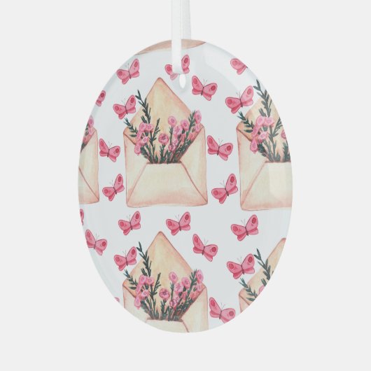 Ornement En Verre Fleurs d'aquarelle dans les enveloppes : motif tra (Avant gauche)