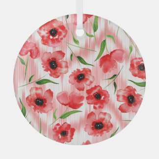 Ornement En Verre Fleurs d'aquarelle : ikat de pavot.