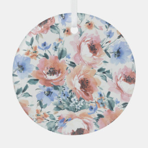 Ornement En Verre Fleurs d'aquarelle, illustration motif transparent