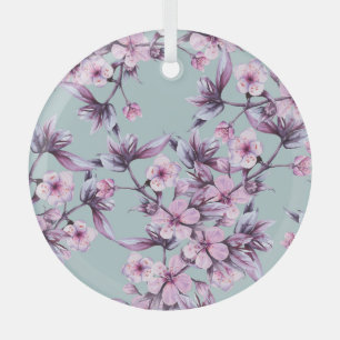 Ornement En Verre Fleurs de cerisier rose : branche arrière - plan a