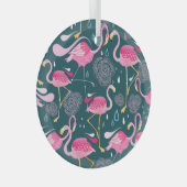 Ornement En Verre Fleurs de Flamants roses : Graphisme foncé sans co (Avant droite)