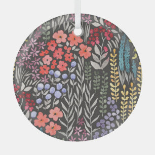 Ornement En Verre Fleurs de Prairie : Floral Aquarelle Sans Couture