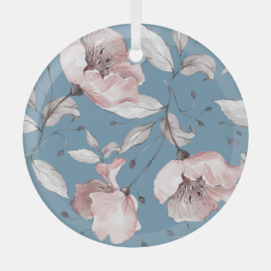 Ornement En Verre Fleurs de printemps, feuille, design transparent