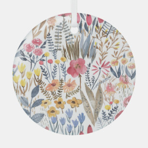 Ornement En Verre Fleurs de ressort d'aquarelle, patte transparente