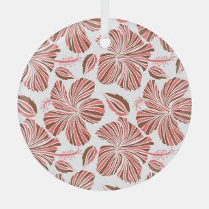 Ornement En Verre Fleurs d'hibiscus hawaïens : style tropical brun.