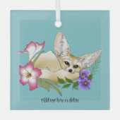 Ornement En Verre Fleurs Fennec Fox mignonnes (Recto)