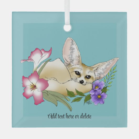 Ornement En Verre Fleurs Fennec Fox mignonnes (Recto)