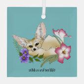 Ornement En Verre Fleurs Fennec Fox mignonnes (Verso)
