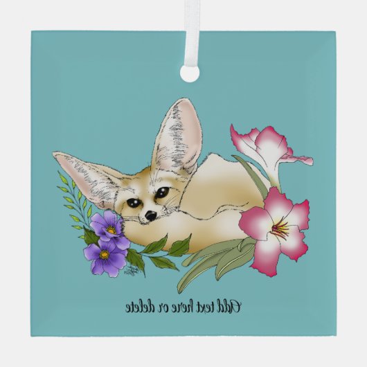Ornement En Verre Fleurs Fennec Fox mignonnes (Verso)