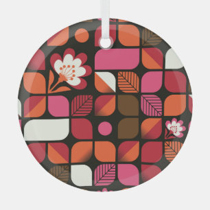 Ornement En Verre Fleurs Feuilles géométriques Motif sans couture