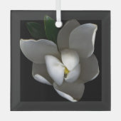 Ornement En Verre Fleurs | Fleur de Magnolia blanc unique (Recto)