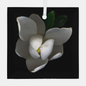 Ornement En Verre Fleurs | Fleur de Magnolia blanc unique (Verso)