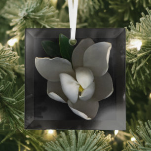 Ornement En Verre Fleurs   Fleur de Magnolia blanc unique
