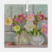 Ornement En Verre Fleurs | Hellebores dans Vases (Verso)