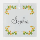 Ornement En Verre Fleurs japonaises orange (Recto)