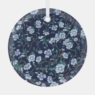 Ornement En Verre Fleurs pour enfants : bleu foncé transparent