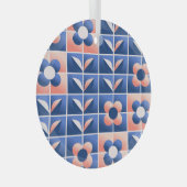 Ornement En Verre Fleurs stylisées rétro : motif en mosaïque. (Avant droite)