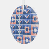 Ornement En Verre Fleurs stylisées rétro : motif en mosaïque. (Avant gauche)