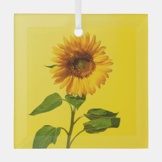 Ornement En Verre Fleurs | Tournesol jaune (Recto)