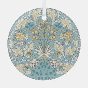 Ornement En Verre Fleurs vintages, feuillage bleu clair transparent