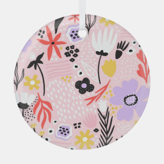 Ornement En Verre Floral Abstrait : Design Vintage créatif.