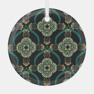 Ornement En Verre Floral arabesque, Motif d'élégance Vintage.