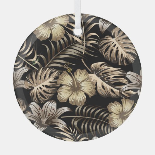 Ornement En Verre Floral Motif sans couture avec Feuilles. (Recto)