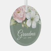 Ornement En Verre Floral Sage Green Établissement Date Nouveau Grand (Avant droite)