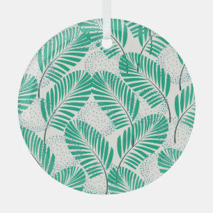 Ornement En Verre Flore feuille de palme : Vintage blanc