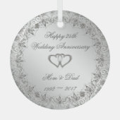 Ornement En Verre Flourish Silver 25e anniversaire Mariage  (Recto)