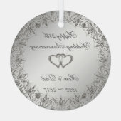 Ornement En Verre Flourish Silver 25e anniversaire Mariage  (Verso)