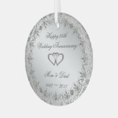 Ornement En Verre Flourish Silver 25e anniversaire Mariage  (Avant gauche)