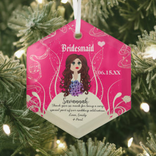 Ornement En Verre Flower Girl ou Bridesmaid Mariage Keepsaké