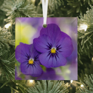 Ornement En Verre Flowers (homonymie) Purple Pansies