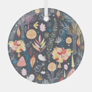 Ornement En Verre Forêt d'automne : Beauté saisonnière texturée.