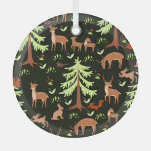 Ornement En Verre Forêt de cerfs : Motif Pittoresque Vintage.