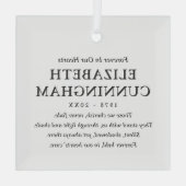 Ornement En Verre Forever In Our Hearts Memorial Modern Simple Citat (Verso)