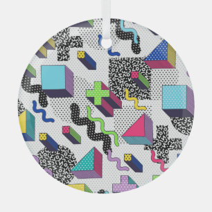 Ornement En Verre Formes géométriques multicolores, motif rétro.