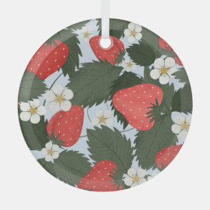 Ornement En Verre Fraises : motif de fruits d'été.